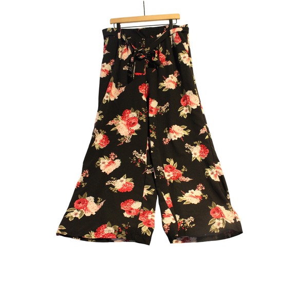 torrid Other - Torrid Black Floral Wide Leg Palazzo Pants Women's Size 1